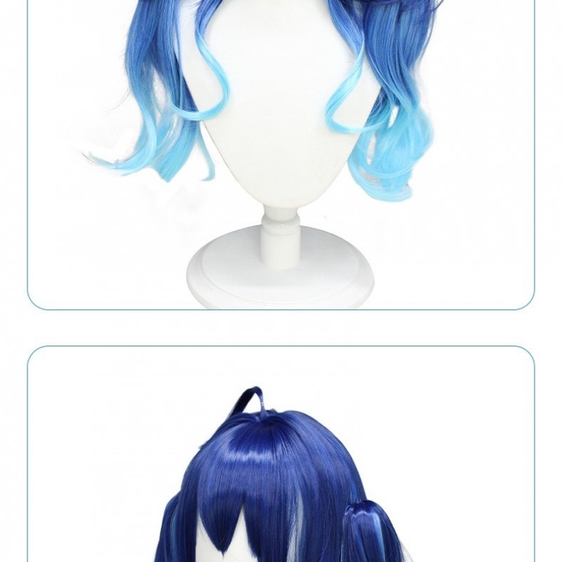 Nijisanji Cosplay Wig - Amia Mimoza VTuber Virtual Broadcaster Blue Long Wavy Hair