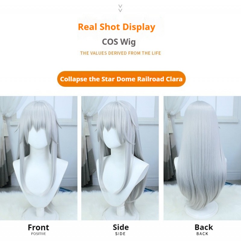 Stellar Railways |Klara Silver White Straight Long Hair 70cm