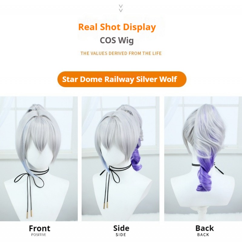 Stellar Railways | Silver WolfStriking Blue-Toned Ombre Ponytail Cosplay Wig 40cm