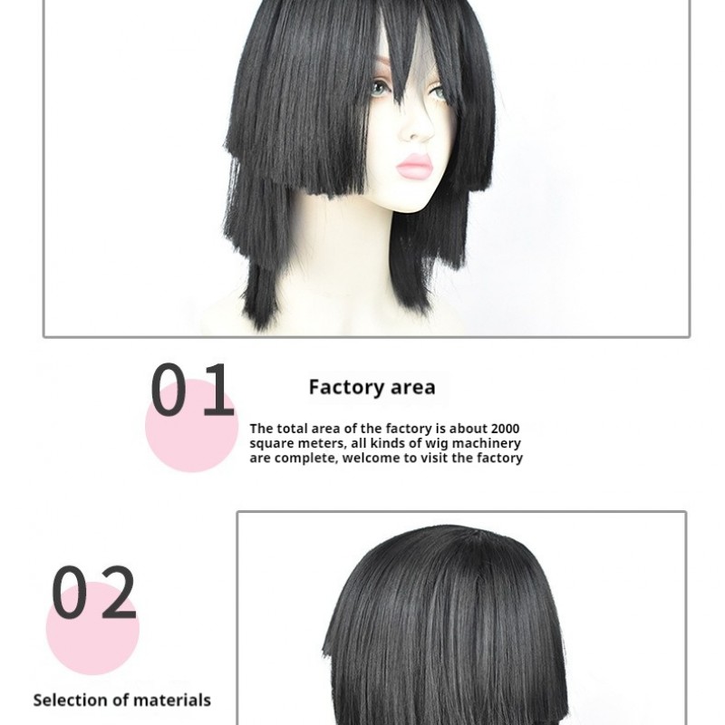 Serpent's Command Obanai Wig - Regal 40cm Ebony Locks for Majestic Demon Slayer Hashira Cosplay