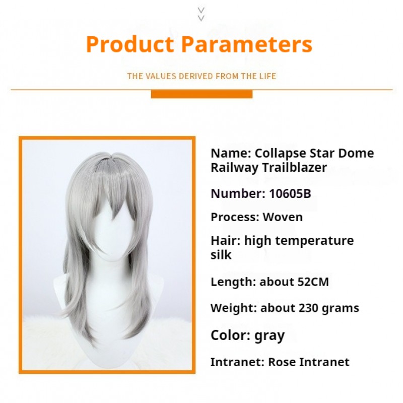 Stellar Railways |Pathfinder Silver-Grey Ombre Cosplay Wig 52cm