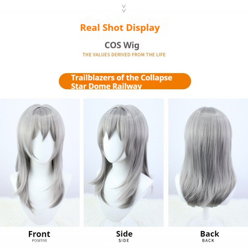 Stellar Railways |Pathfinder Silver-Grey Ombre Cosplay Wig 52cm