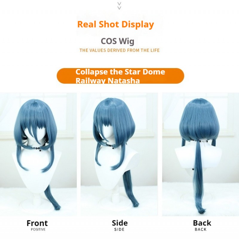 Stellar Railways |Natasha  Azure Elegance Long Cosplay Wig 80cm