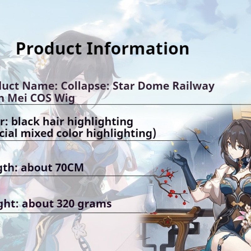 Stellar Railways |Ruan Mei Black Straight Long Hair 70cm