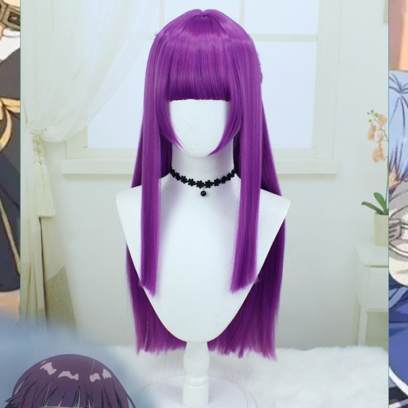 The Burial of Fulilian Fren Cosplay Wig Purple Long Straight Hair 80cm