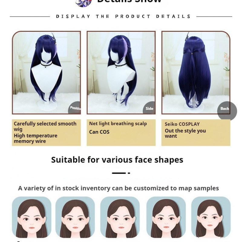 Vault Verve Railroad Yellow Springs 80CM Wig - Mystical Dark Purple, Striking Straight Locks for Cosmic Cosplay