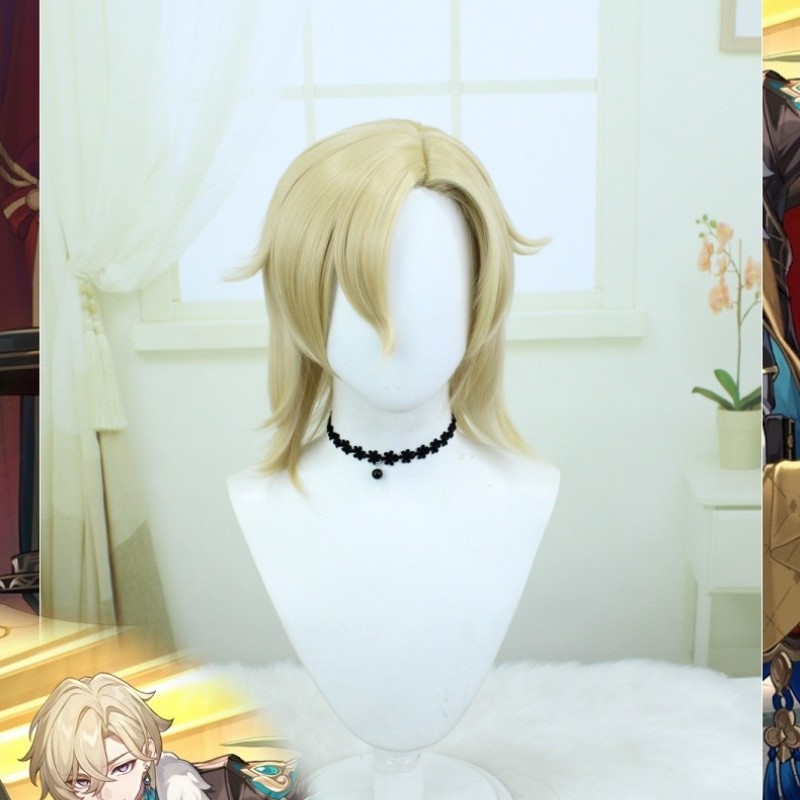 Stellar Railways| Sand Gold Cosplay Wig with Wolf Cut and Rebellious Flip 40cm