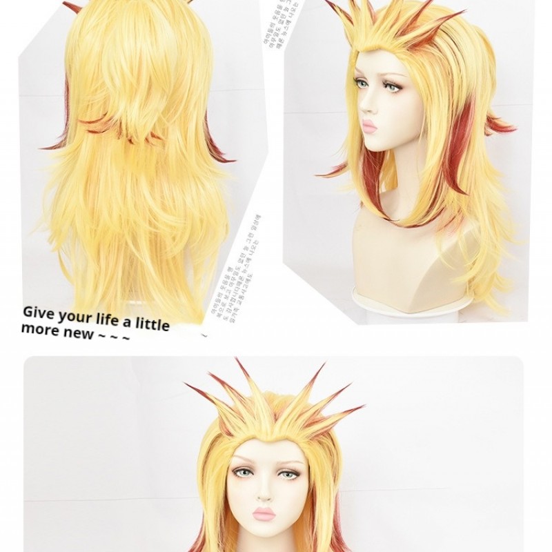 Demon Slayer Kimetsu no Yaiba Rengoku Kyojuro Yellow to Red Gradient Flippy Ponytail COS Wig 