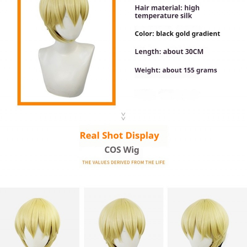 Tokyo Revengers Chifuyu Matsuno Cosplay Wigs Yellow Short Hair 30CM 