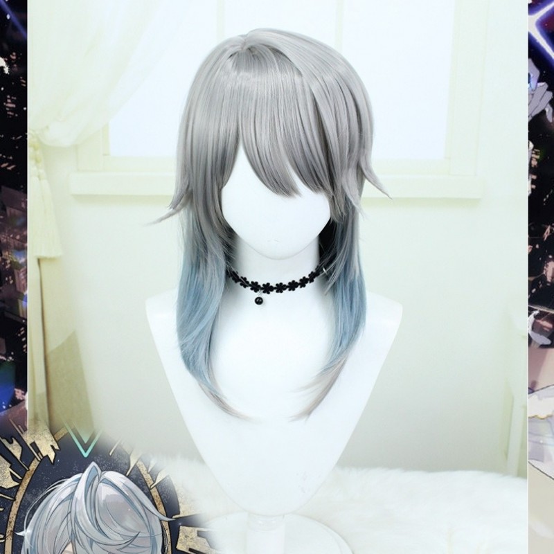 Stellar Railways |Sunday Silver-Blue Gradient Cosplay Wig 50cm