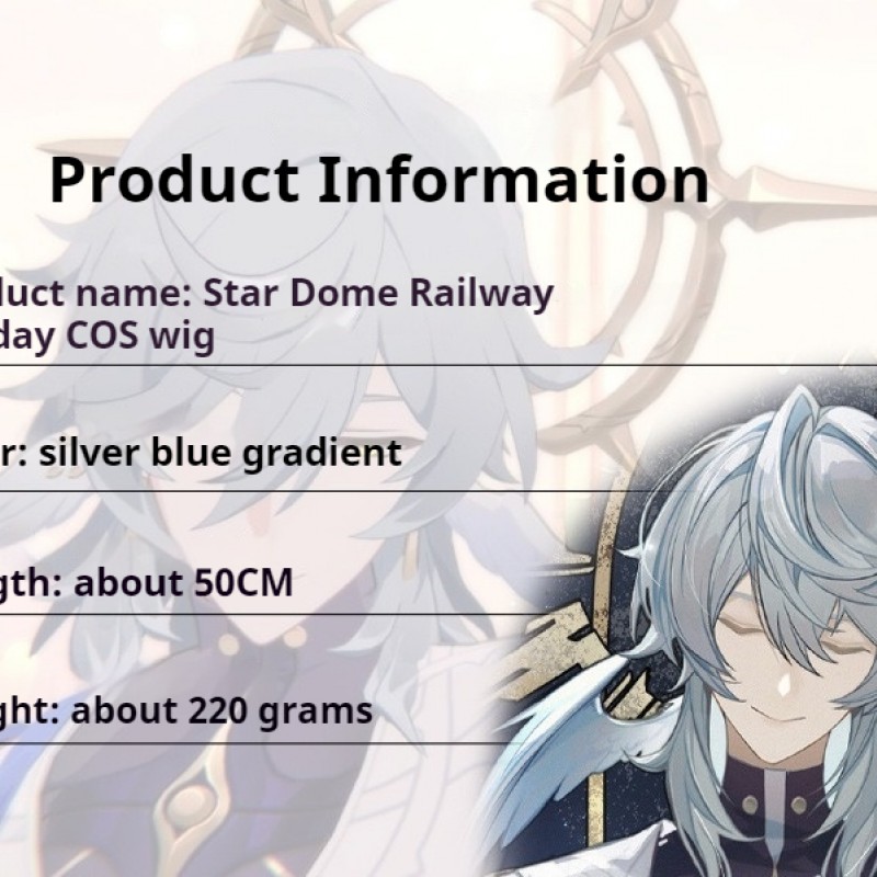 Stellar Railways |Sunday Silver-Blue Gradient Cosplay Wig 50cm