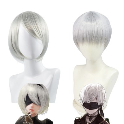 NieR: Automata 9S COS Wig Silver Gray Short Hair