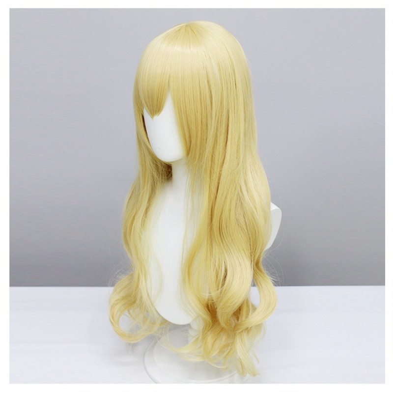 Your Lie in April Kaori Miyazono Cosplay Wigs Yellow Wavy Long Hair 75CM Ethereal Waves