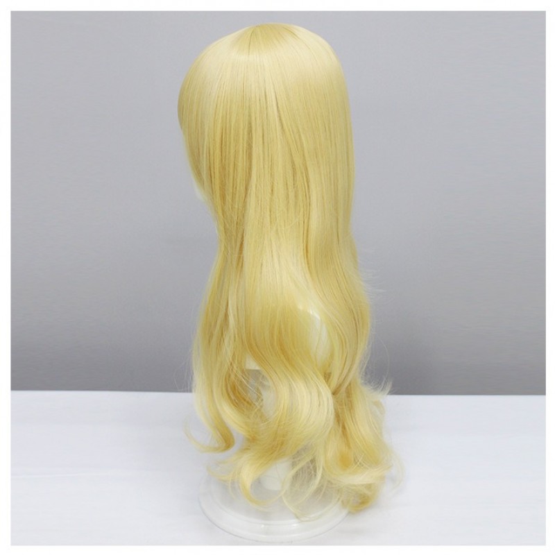 Your Lie in April Kaori Miyazono Cosplay Wigs Yellow Wavy Long Hair 75CM Ethereal Waves