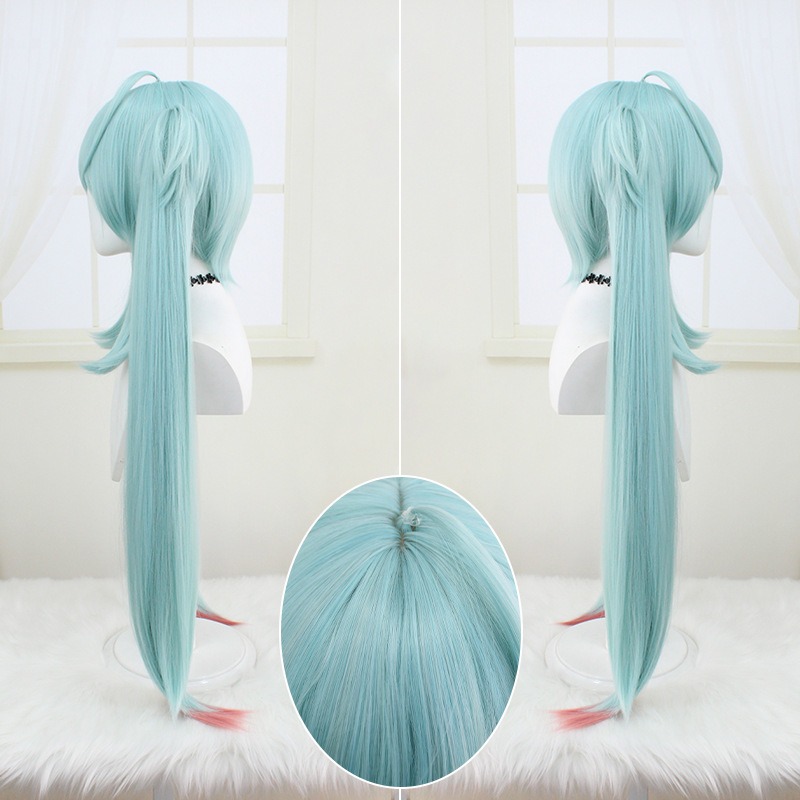 Hatsune Miku Raccoon Green Long Cosplay Wig  100cm