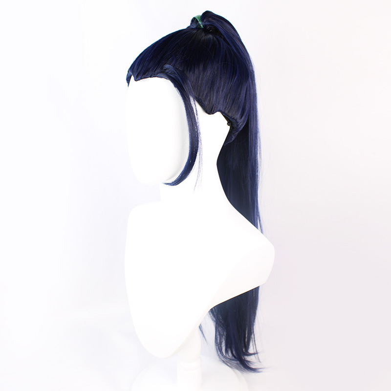 League of Legends K/DA Pop Group - THE BADDEST Kai'Sa Cosplay Wig - Mixed Navy Blue and Green High Ponytail