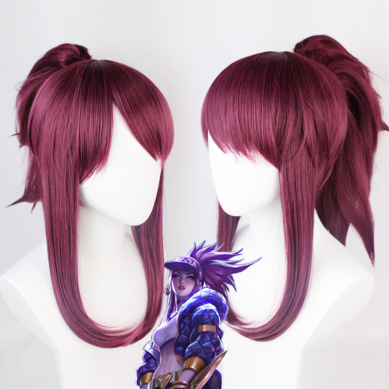 League of Legends K/DA Akali COS Wig Explosive Flipped Ponytail