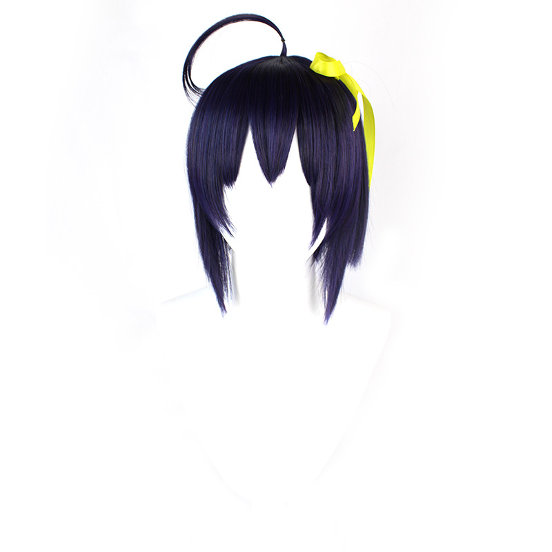 Chuunibyou Demo Koi ga Shitai |Takanashi Rikka Cosplay Wig Black Purple Short Hair with Headband Included 30cm