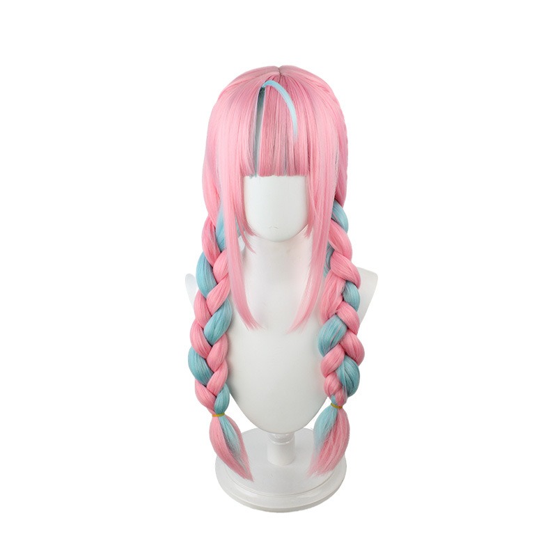 Hololive Virtual Idol Minato Aqua Cosplay Wig Heat Resistant Pink Long Hair Braid