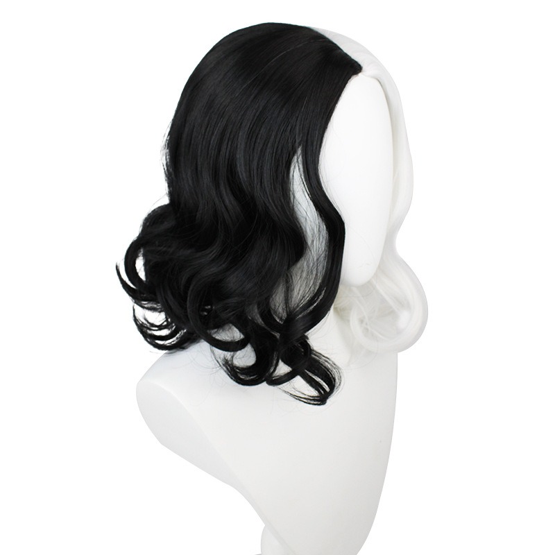 Cruella de Vil Cosplay Wig - Yin Yang Hair with Bangs for Halloween 38cm