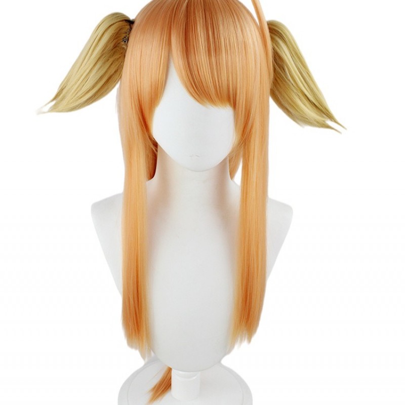 Fox Spirit Matchmaker |  Tu Shan HongHong & SuSu Cosplay Wig  Orange Oblique Bangs with Ears 80cm