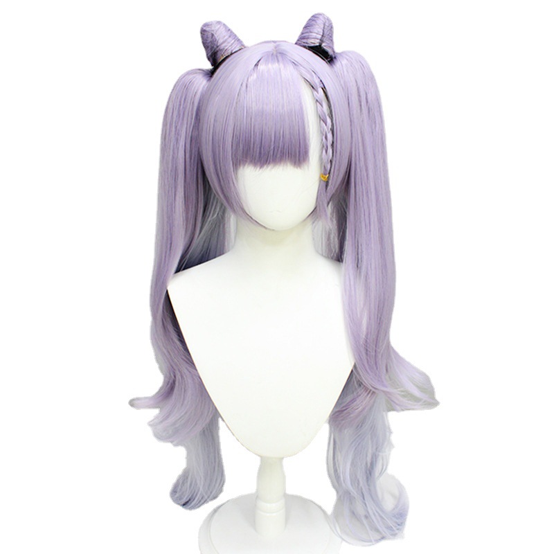 Genshin Impact | Keqing Thunderstorm Quick Rain Cosplay Wig - Dual Twintails Gradient Cat Ears 70cm