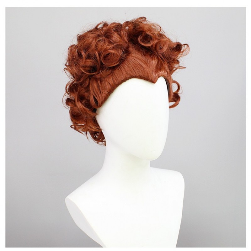 Halloween Cosplay Wig - Witchy Winifred Sanderson Red Queen Short Curly Hair