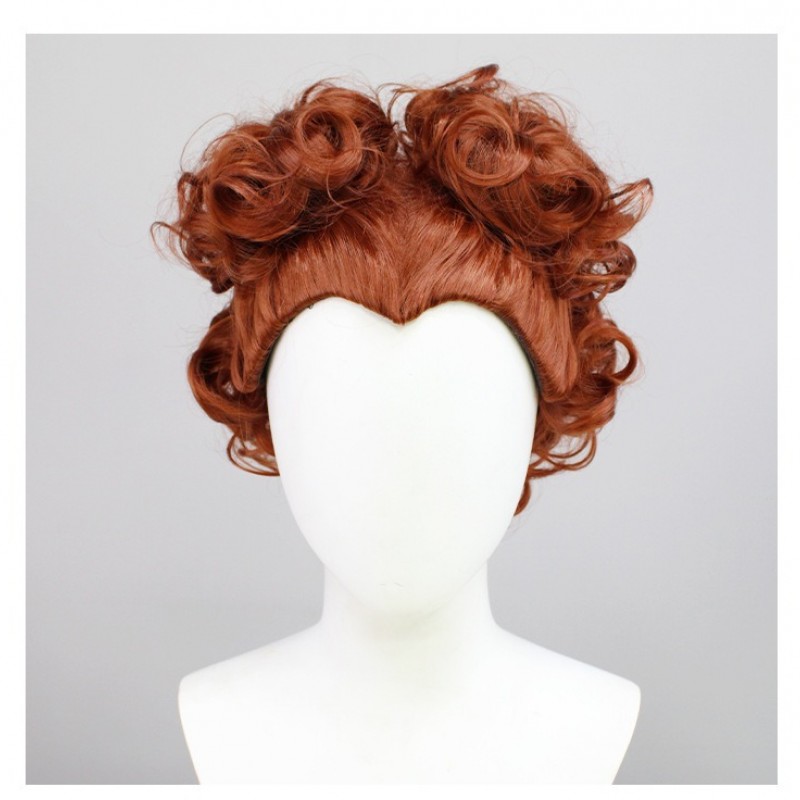 Halloween Cosplay Wig - Witchy Winifred Sanderson Red Queen Short Curly Hair