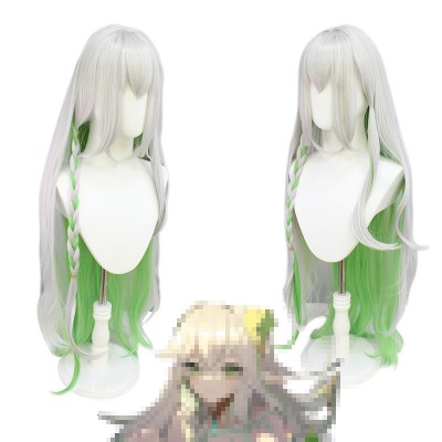 Genshin Impact |Sumeru Great Lord of Trees Archon Cosplay Wig Chromatic Green-Silver Gradient Long Hair with Braids 95cm