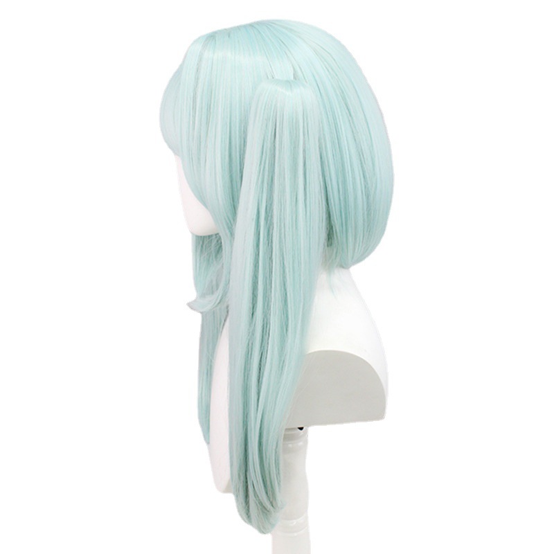 Genshin Impact Fischl Cosplay Wig - Aqua Blue Dual Twintails with Thumb Clips 50cm