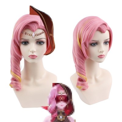 Genshin Impact | Electro Archon Keqing Cosplay Wig Pink and Yellow Gradient for the Ecliptic Chanter of Aaru 43cm
