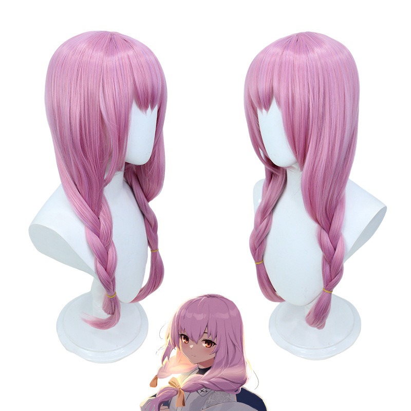 Azur Lane Jingi Yasuko Cosplay Wig - COSVOL3 Ako Pink Braided Pigtails with Middle Part 65cm