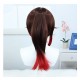  Stellar Railways Ting Yun Cosplay Wig - Brown with Red Highlights Short Hair 40cm