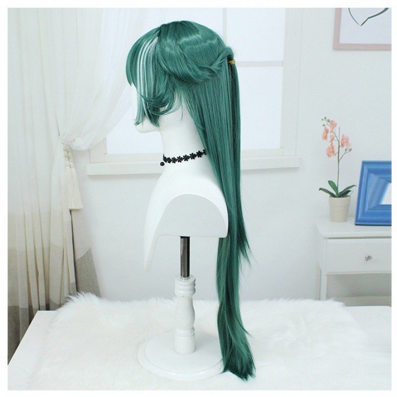 Stellar Railways |Skyward Rider - Silk Light Blush with Green Highlights Straight Long Hair 90cm