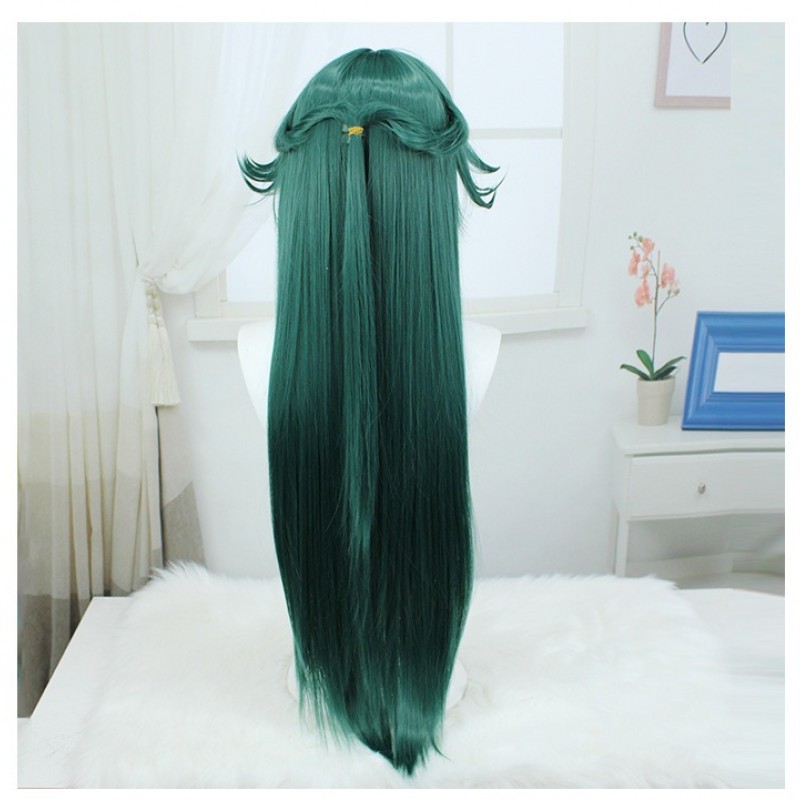 Stellar Railways |Skyward Rider - Silk Light Blush with Green Highlights Straight Long Hair 90cm