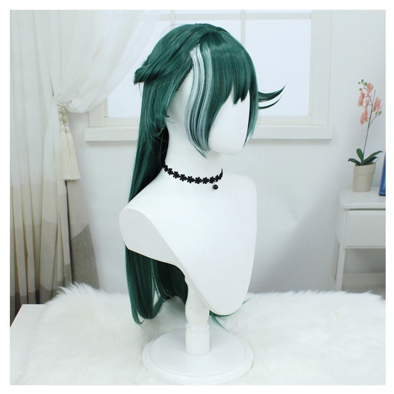 Stellar Railways |Skyward Rider - Silk Light Blush with Green Highlights Straight Long Hair 90cm