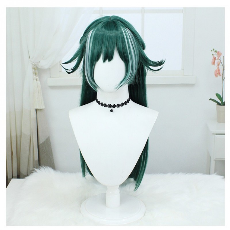 Stellar Railways |Skyward Rider - Silk Light Blush with Green Highlights Straight Long Hair 90cm