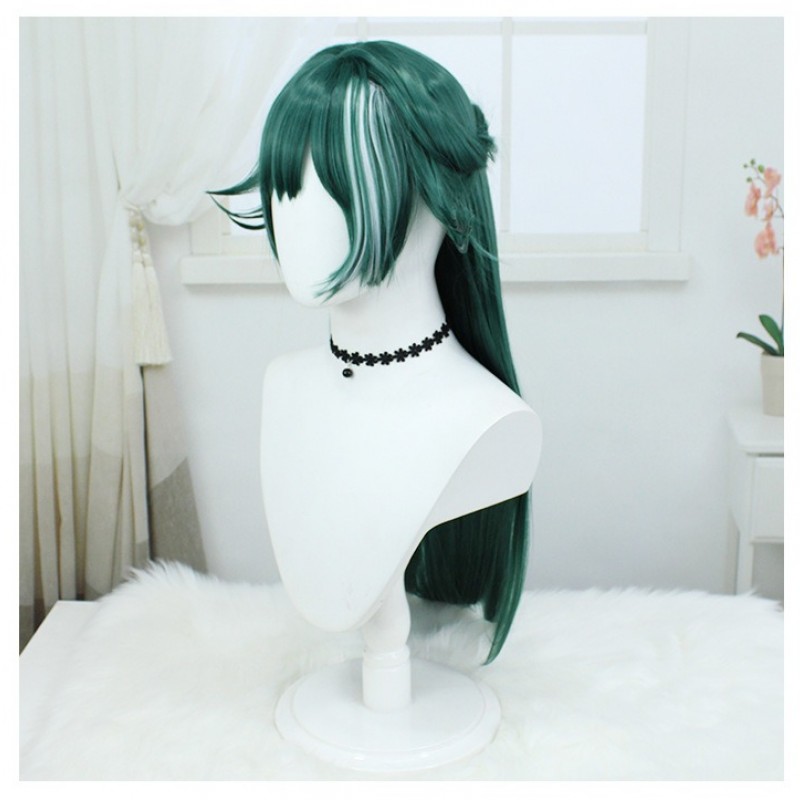 Stellar Railways |Skyward Rider - Silk Light Blush with Green Highlights Straight Long Hair 90cm