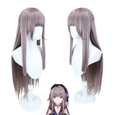 Stellar Railways |Black Tower Ash-Purple Long Straight Hair Cosplay Wig 90cm