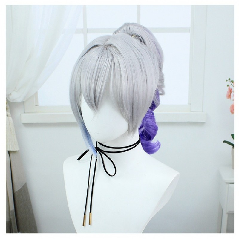 Stellar Railways | Silver WolfStriking Blue-Toned Ombre Ponytail Cosplay Wig 40cm