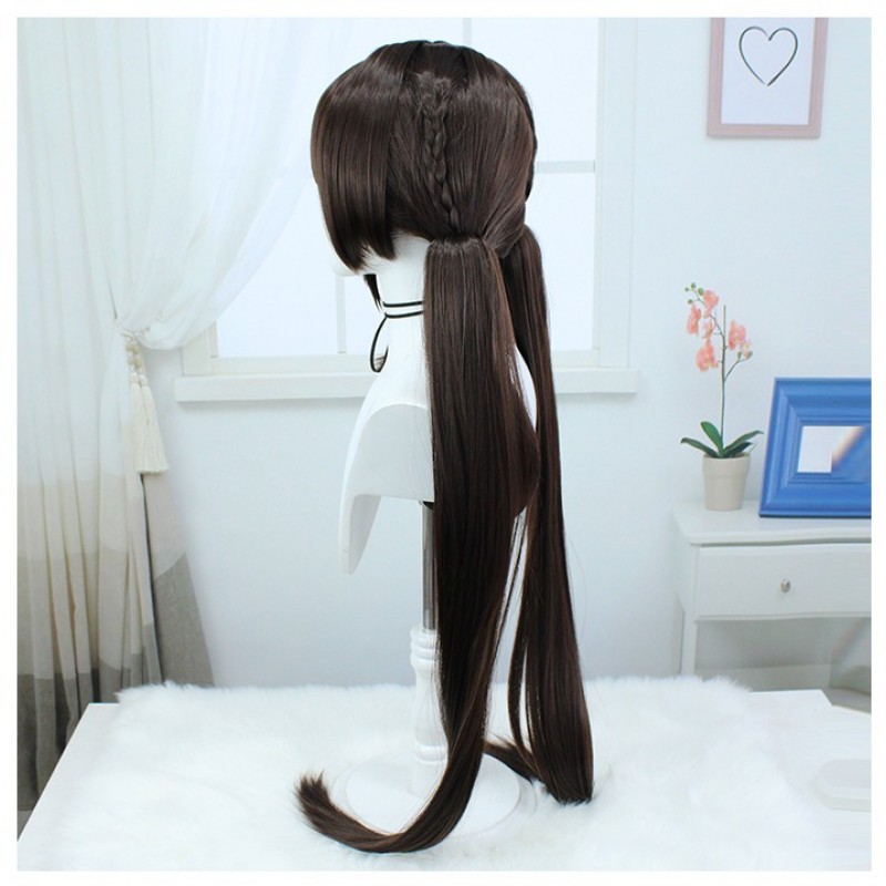 Stellar Railways |Su Shang Rich Brown Straight Long Hair with Twin Ponytail Wig 100cm