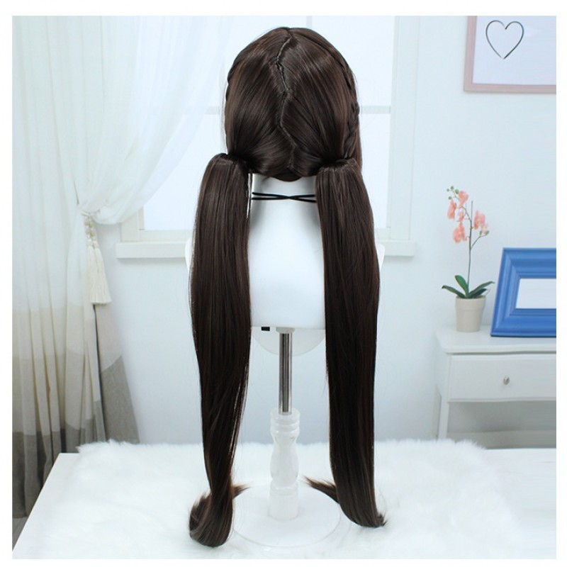 Stellar Railways |Su Shang Rich Brown Straight Long Hair with Twin Ponytail Wig 100cm