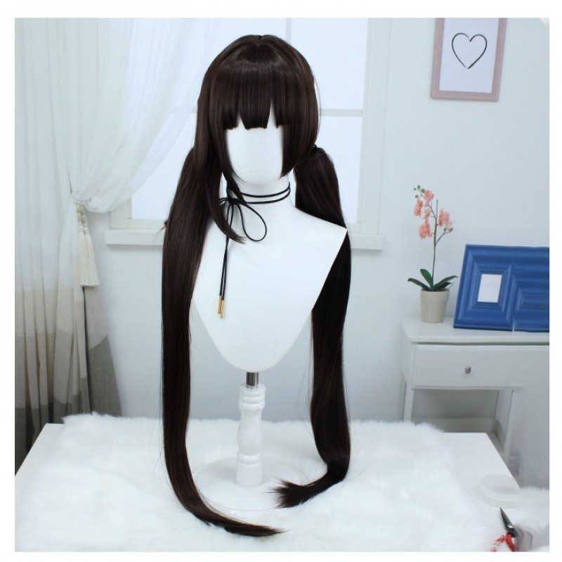 Stellar Railways |Su Shang Rich Brown Straight Long Hair with Twin Ponytail Wig 100cm