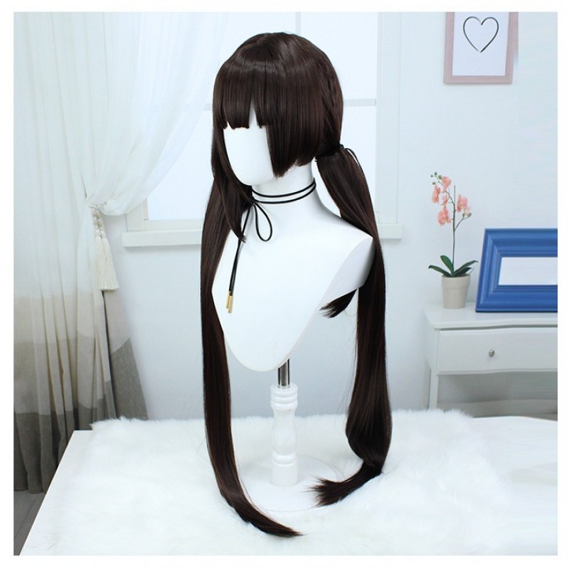 Stellar Railways |Su Shang Rich Brown Straight Long Hair with Twin Ponytail Wig 100cm