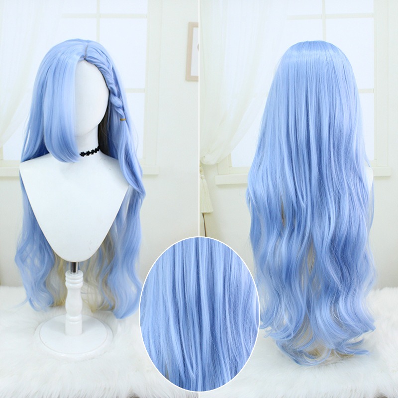 Back to the Future 1999 Character 37 Blue Long Curly COS Wig 95cm