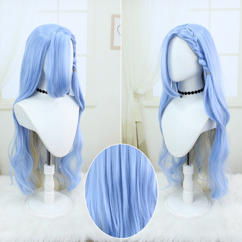 Back to the Future 1999 Character 37 Blue Long Curly COS Wig 95cm