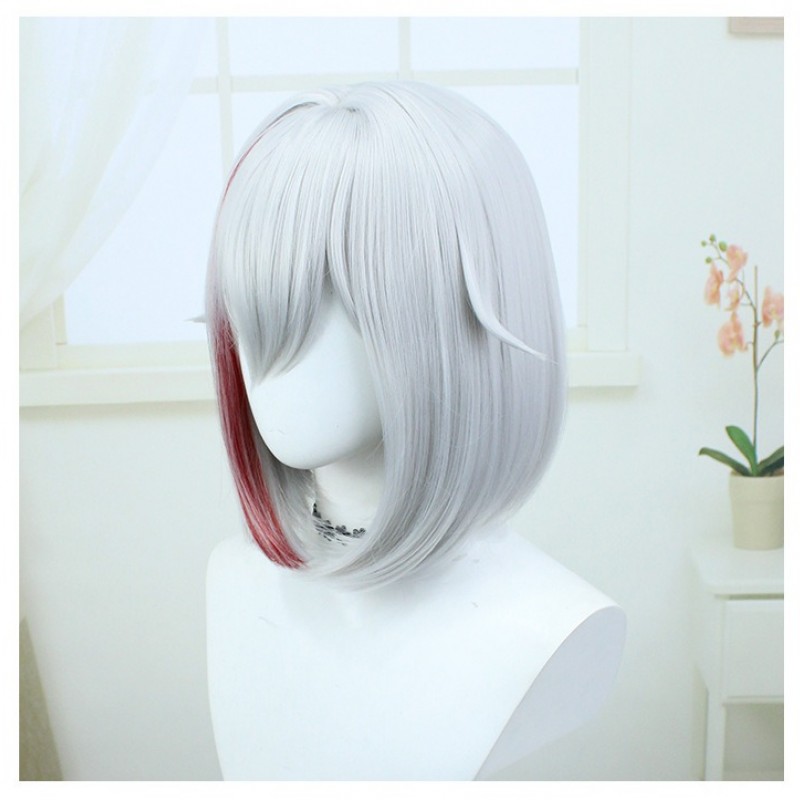 Stellar Railways |Topa Cosplay Wig 35cm Blaze Red w/ Silver Flair