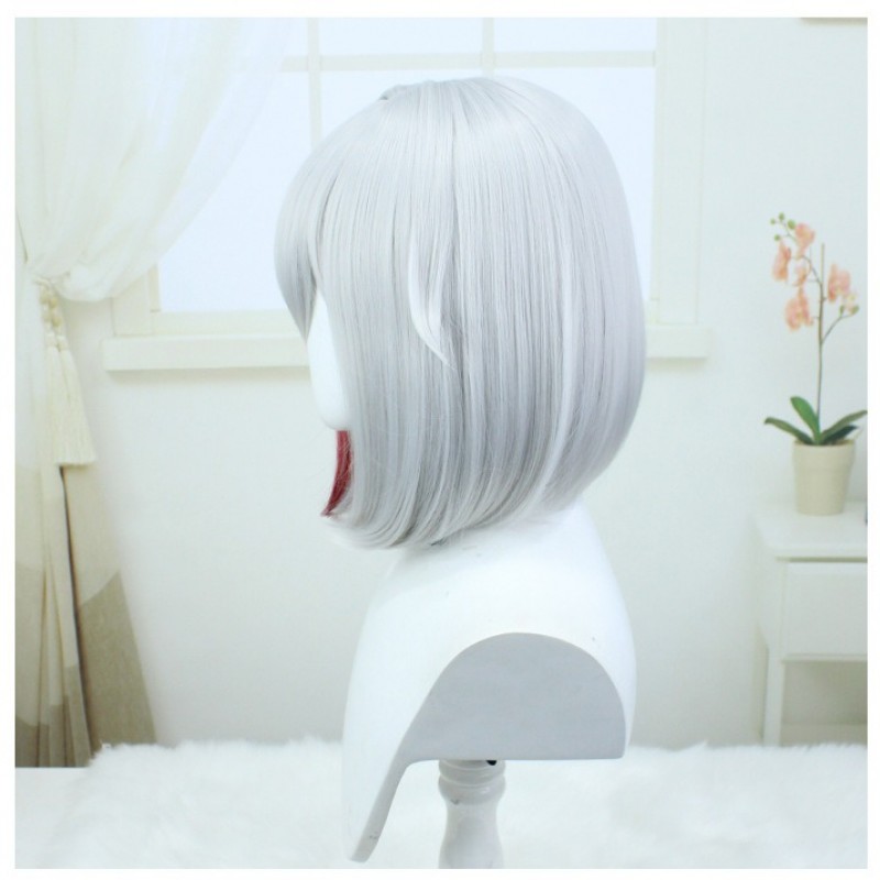 Stellar Railways |Topa Cosplay Wig 35cm Blaze Red w/ Silver Flair