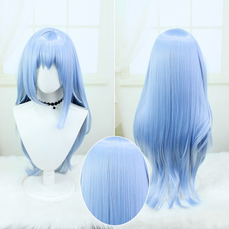 Genshin Impact  | Scaramouche Cosplay Wig - Blue Side-Parted Long Hair 80cm