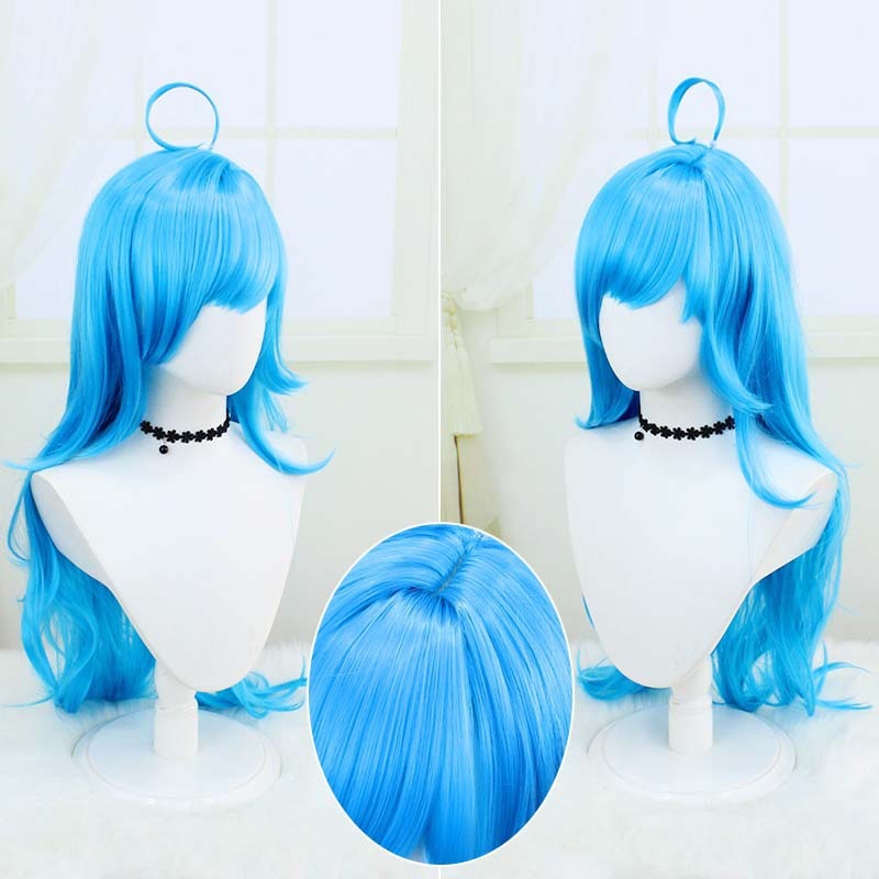 King of Glory Cosplay Wig Mermaid Doria Blue Long Curly Hair